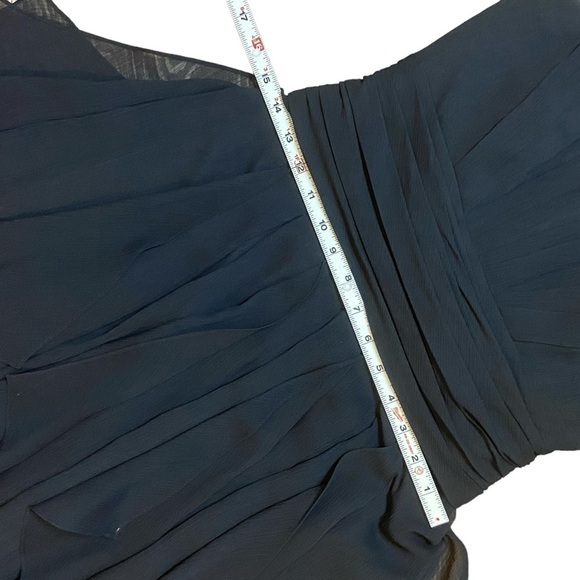 David’s Bridal Black Midi Chiffon Dress Bridesmaid Wedding Prom - Picture 10 of 15